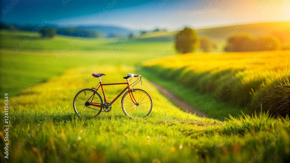 Fototapeta premium Isolated Road Bike, Tilt-Shift Miniature Photography, Cycling, Bicycle, Sports