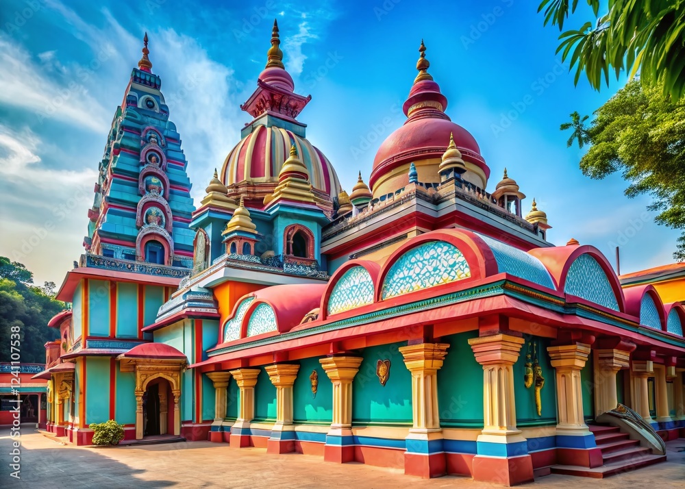 Fototapeta premium Kali Temple Chittaranjan Park, Delhi, India - Blue Sky Background