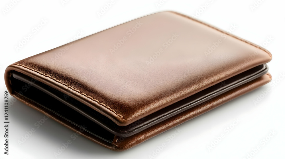 A sleek, elegant brown leather wallet, perfect for organizing cards, cash, and essentials, showcasing craftsmanship. A sleek, elegant brown leather wallet, perfect for organizing cards, cash, and essentials, showcasing craftsmanship.