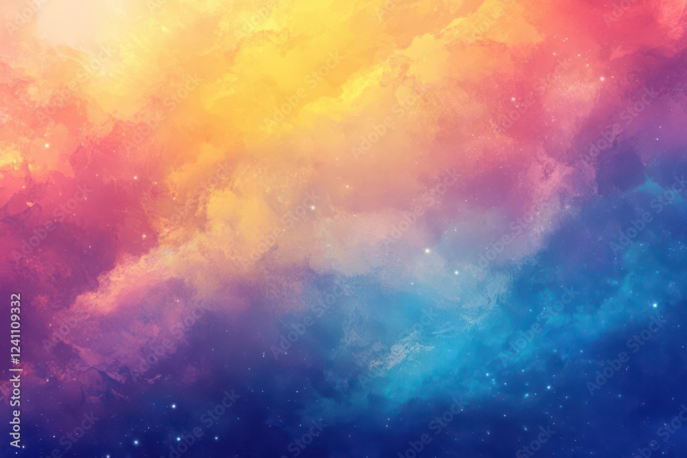Fototapeta premium fantasy-inspired vibrant panoramic sunset sky features rich gradient colors, creating an ethereal and uplifting atmosphere, evoking feelings of peace and wonder