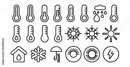 temperature symbol set of  outline icons  temper 