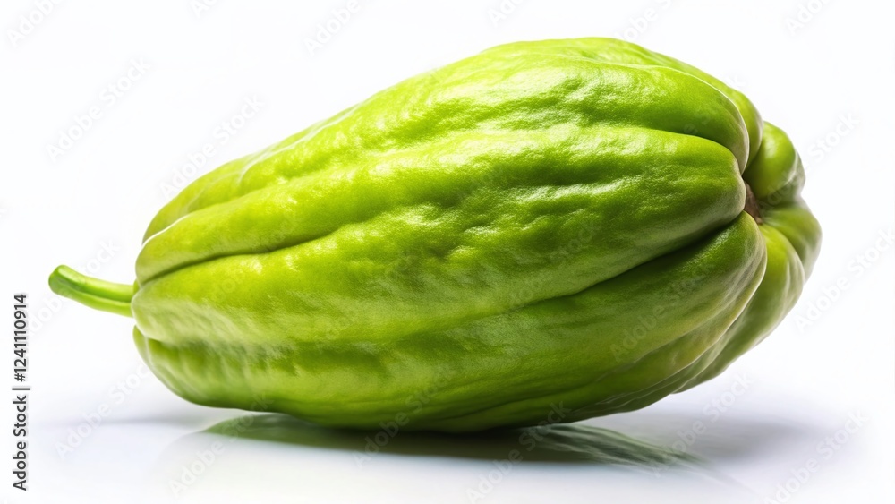 Long Exposure Chayote Fruit Photography, Isolated on White Background Long Exposure Chayote Fruit Photography, Isolated on White Background