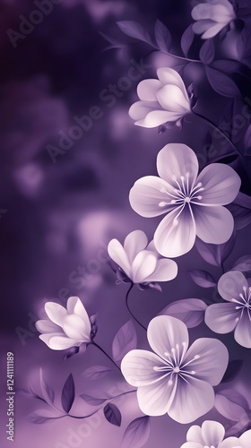 Purple background with white flowers, a beautiful and elegant wallpaper
