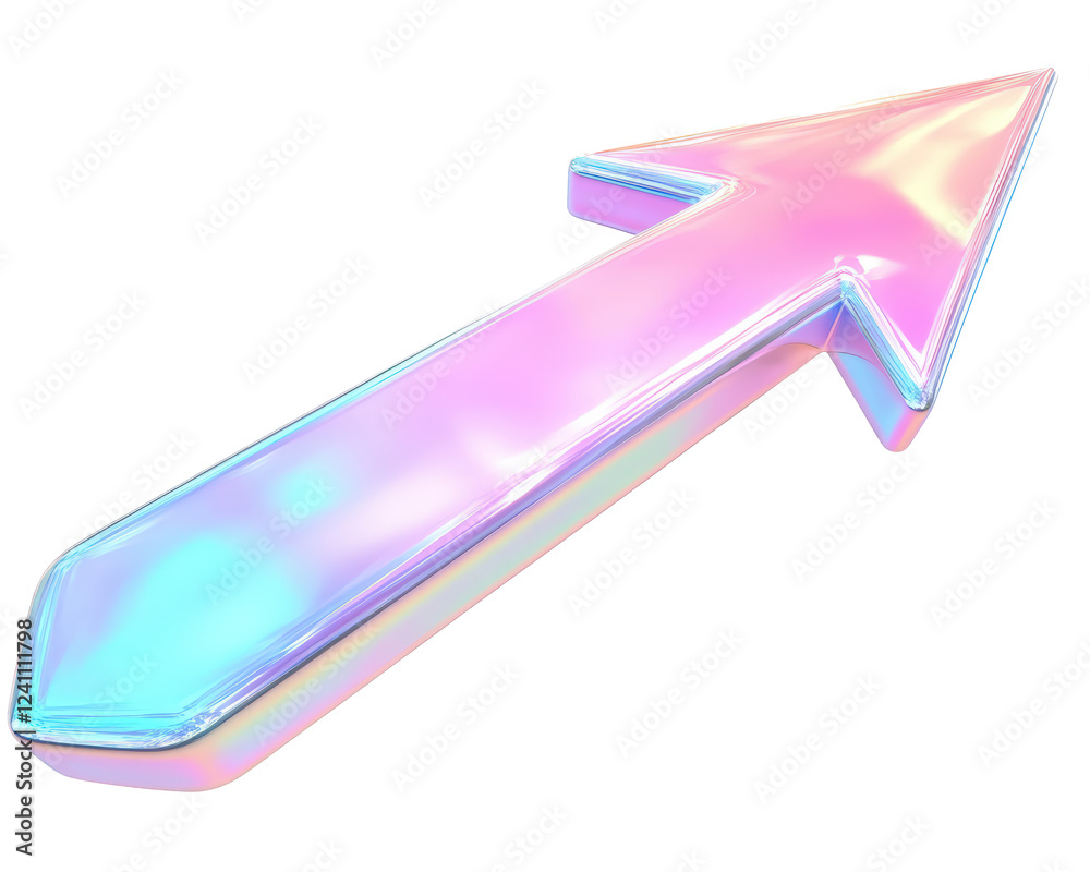 Isolated Holographic Upward Pointing Arrow, 3D Rendered Isolated Holographic Upward Pointing Arrow, 3D Rendered