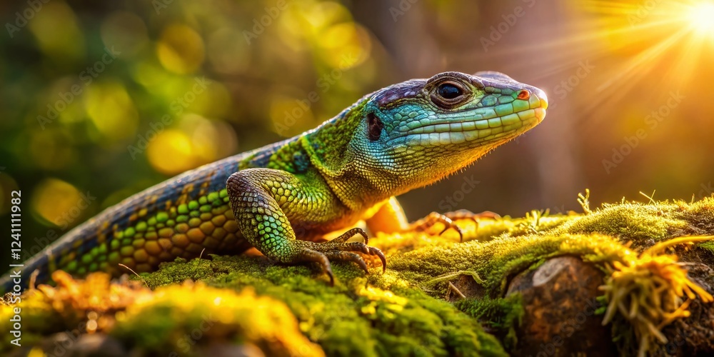 Lizard Sunbathing on Rustic Log - Warm Natural Light Architectural Photography Lizard Sunbathing on Rustic Log - Warm Natural Light Architectural Photography
