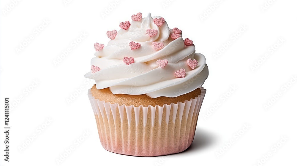 Whimsical Valentine Cupcake Illustration from the 1970s Whimsical Valentine Cupcake Illustration from the 1970s