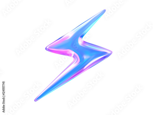 3D neon holographic icon in blue tones. Vector illustration.