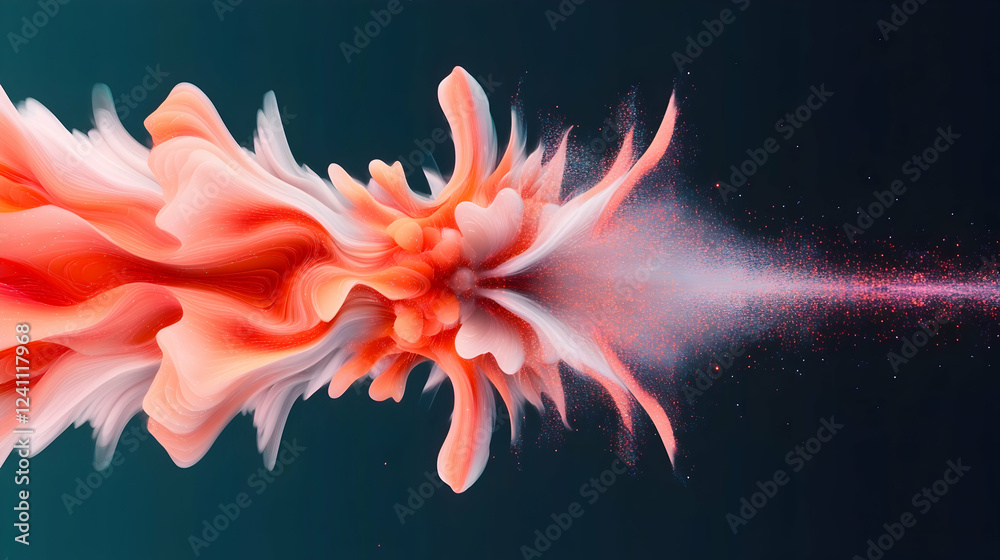 Abstract coral explosion, dark background, fluid motion, digital art, website header Abstract coral explosion, dark background, fluid motion, digital art, website header