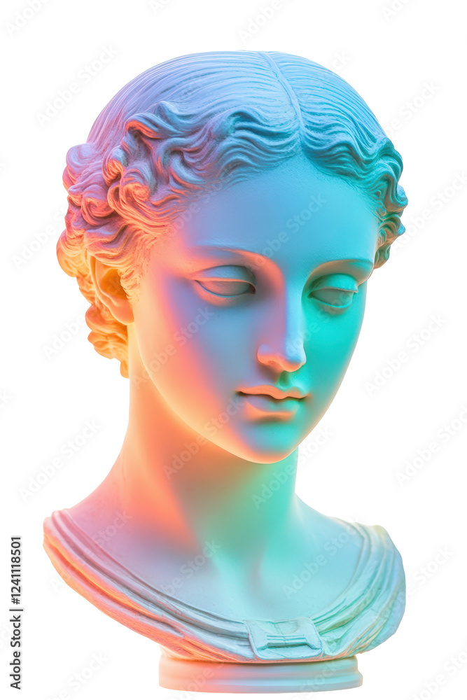 Isolated Colorful Bust Sculpture of a Classical Woman Isolated Colorful Bust Sculpture of a Classical Woman