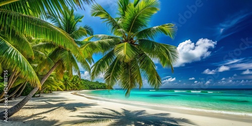 Photos Lush Palm Trees and Turquoise Sea: Tropical Beach Paradise