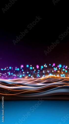 Abstract glowing lightscape  swirling energy  dark background  futuristic design  ideal for tech or fantasy