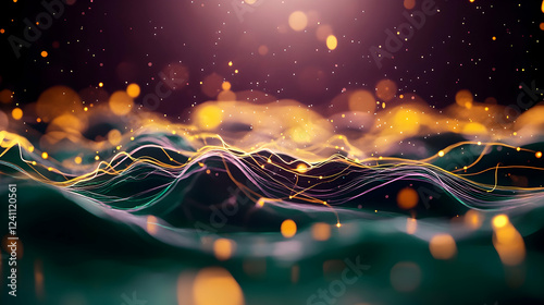 Abstract glowing wave energy background, perfect for technology or science visuals photo