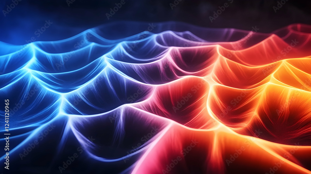 Obraz premium Abstract glowing waves, vibrant color gradient, dark background, digital art, website header