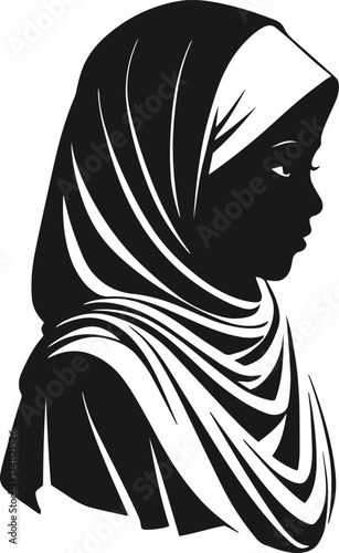 Hijabi muslim girl silhouette design is perfect for hijab brands on white background vector.