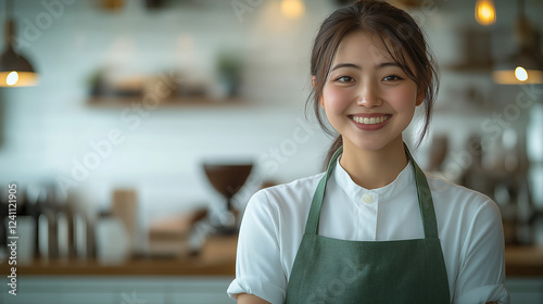 エプロンをした若い女性 photo