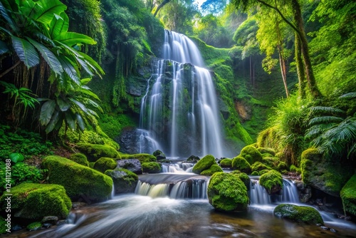 Lush Rainforest Waterfall in Super Slow Motion: Caribbean River Cascade