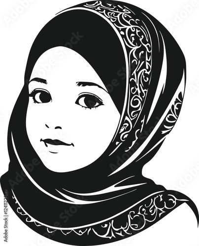 Hijabi muslim girl silhouette design is perfect for hijab brands on white background vector.