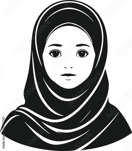 Hijabi muslim girl silhouette design is perfect for hijab brands on white background vector.