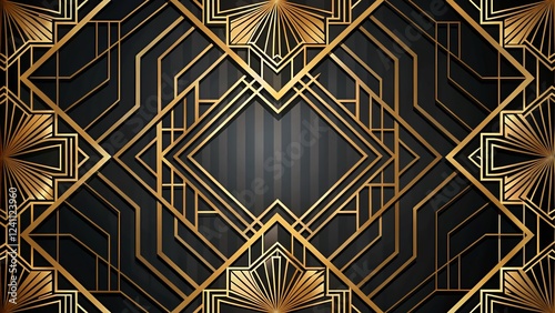 Luxurious Gold & Silver Art Deco Geometric Silhouette Flyer Design