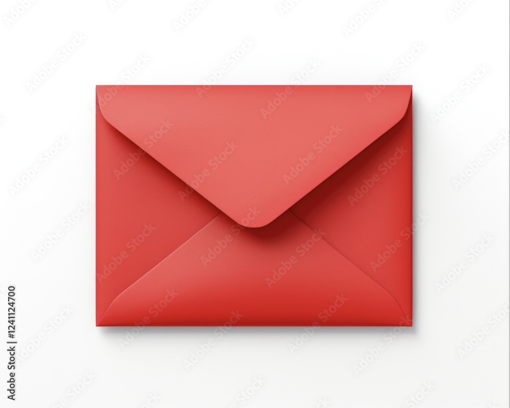 Red Square Envelope for Mailing and Communication - Blank Empty Paper to Send Post Red Square Envelope for Mailing and Communication - Blank Empty Paper to Send Post
