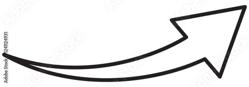 Long arrow. Black arrow pointing right. Black large arrow. Bold thine long arrow. Vector illustration
