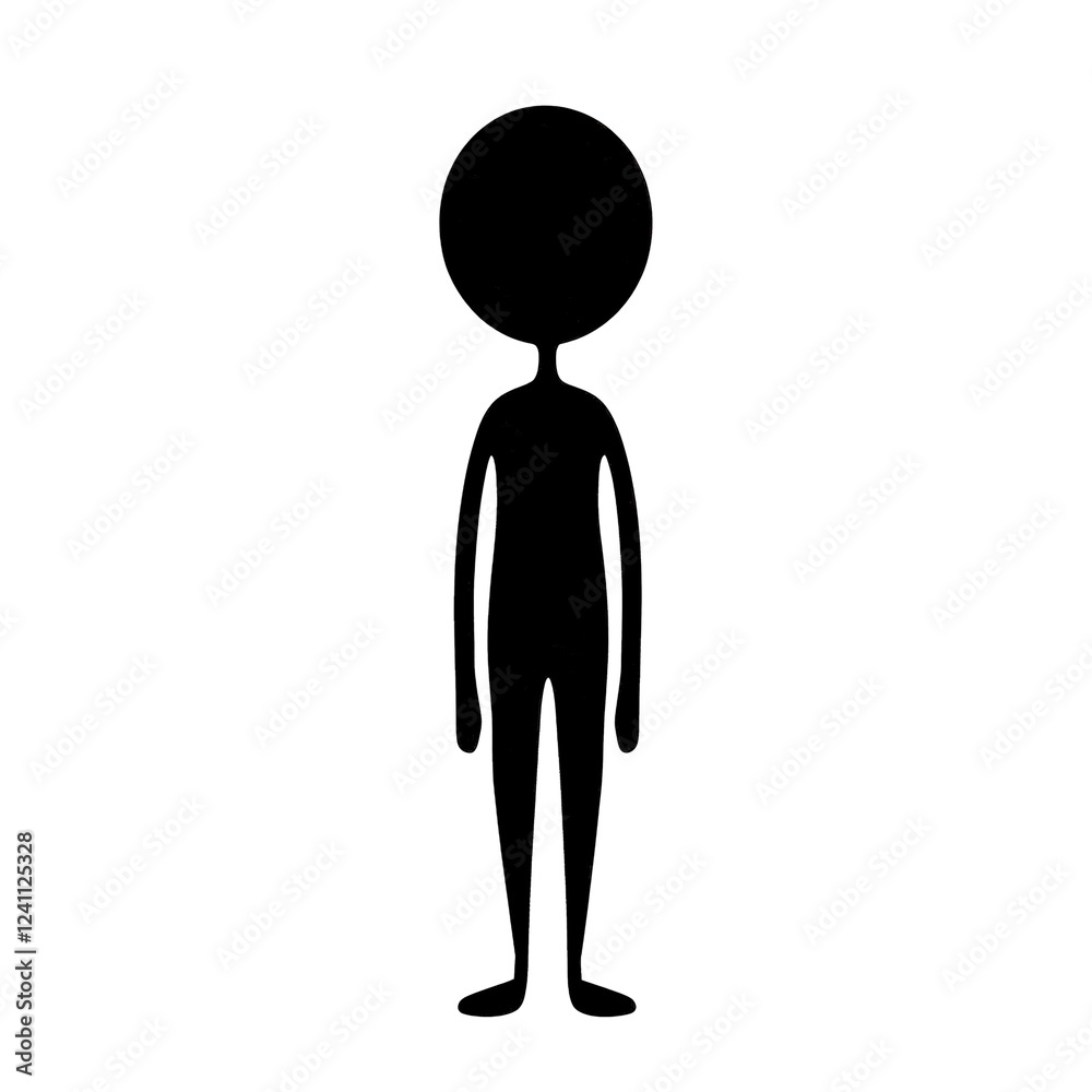 Isolated Black Silhouette of Simple Person Standing Isolated Black Silhouette of Simple Person Standing