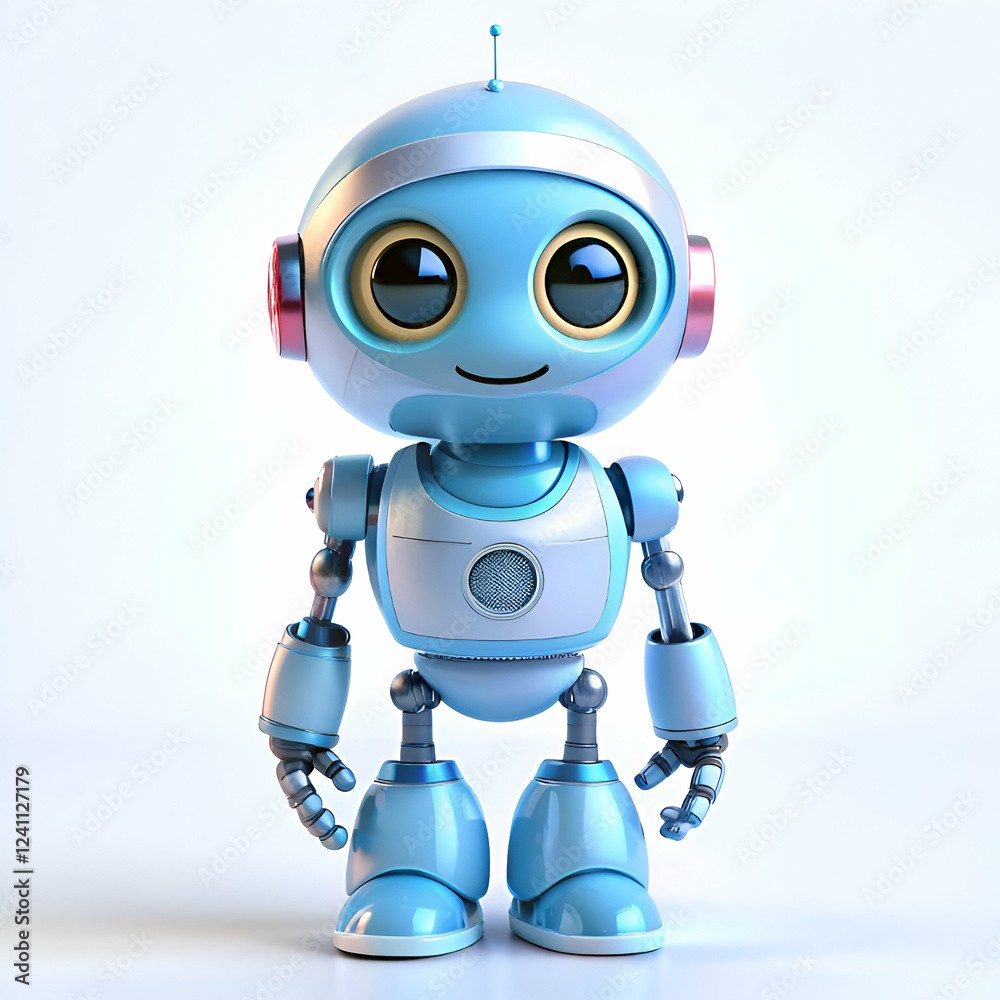 Adorable Blue Robot. A Digital 3D Render of a Friendly AI Character Adorable Blue Robot. A Digital 3D Render of a Friendly AI Character
