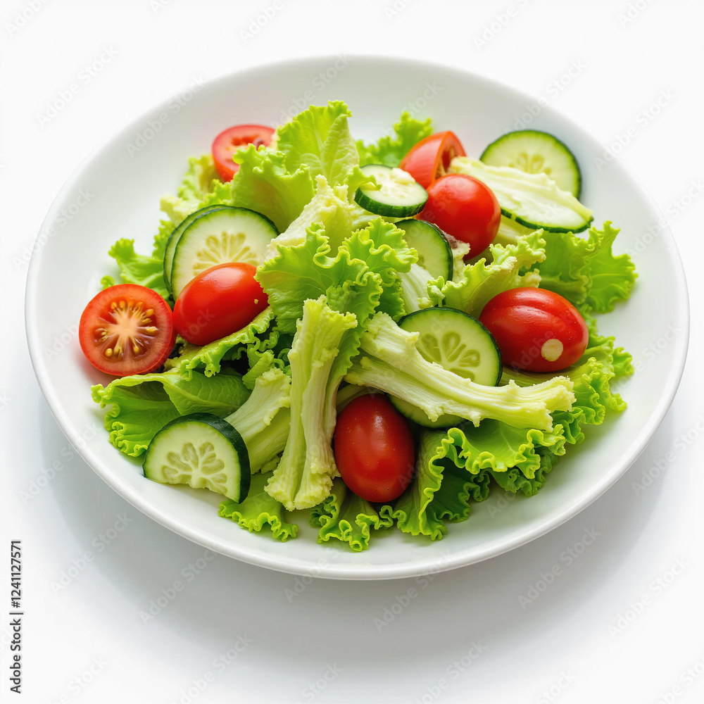 Fresh and Colorful Salad with Crisp Lettuce, Cherry Tomatoes, and Cucumber Slices on a Ceramic Plate Healthy Vegan Meal with Natural Lighting, Perfect for a Nutritious Diet and Food Photography Inspir Fresh and Colorful Salad with Crisp Lettuce, Cherry Tomatoes, and Cucumber Slices on a Ceramic Plate Healthy Vegan Meal with Natural Lighting, Perfect for a Nutritious Diet and Food Photography Inspir