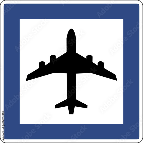 Airport information road sign. Warning drivers about the direction or location the nearest airport.