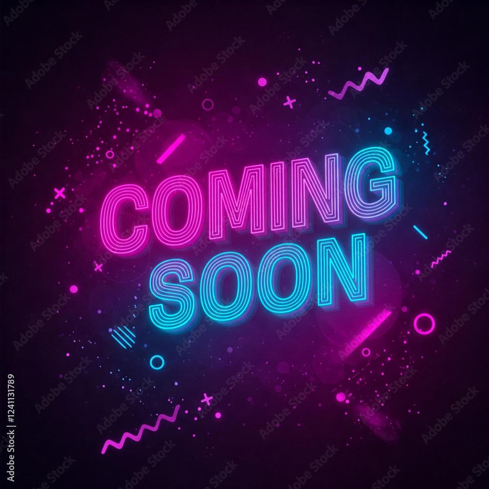 Neon style coming soon glowing background design Neon style coming soon glowing background design