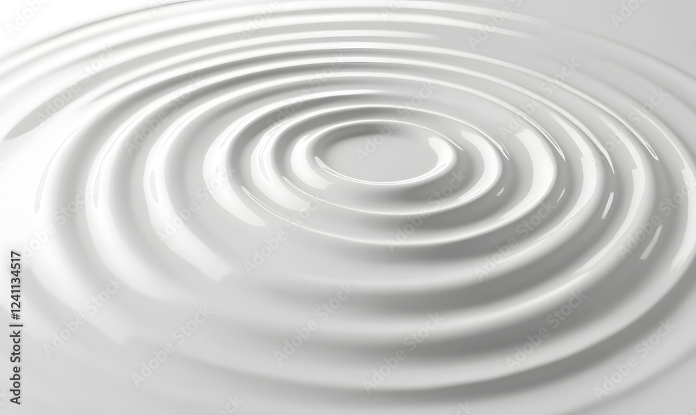Fototapeta premium White liquid ripples, concentric circles, smooth surface, background white, food texture