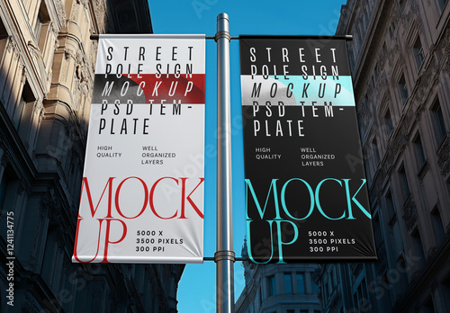 Street Pole Banner Mockup Generated With AI