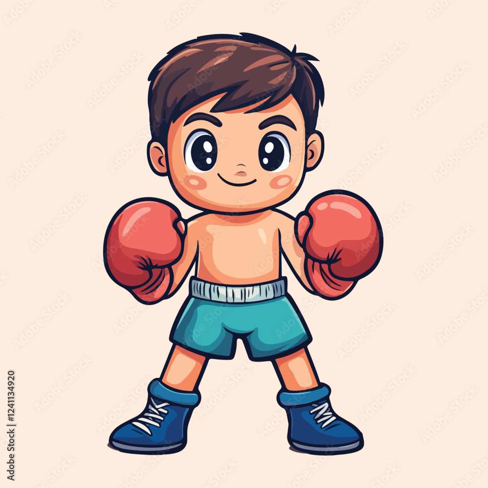 A young male boxer with red boxing gloves a red vetor illustration A young male boxer with red boxing gloves a red vetor illustration