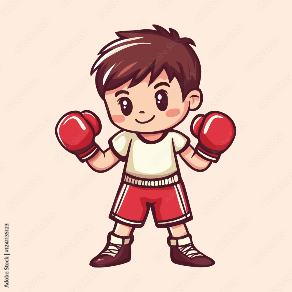A young male boxer with red boxing gloves a red vetor illustration A young male boxer with red boxing gloves a red vetor illustration