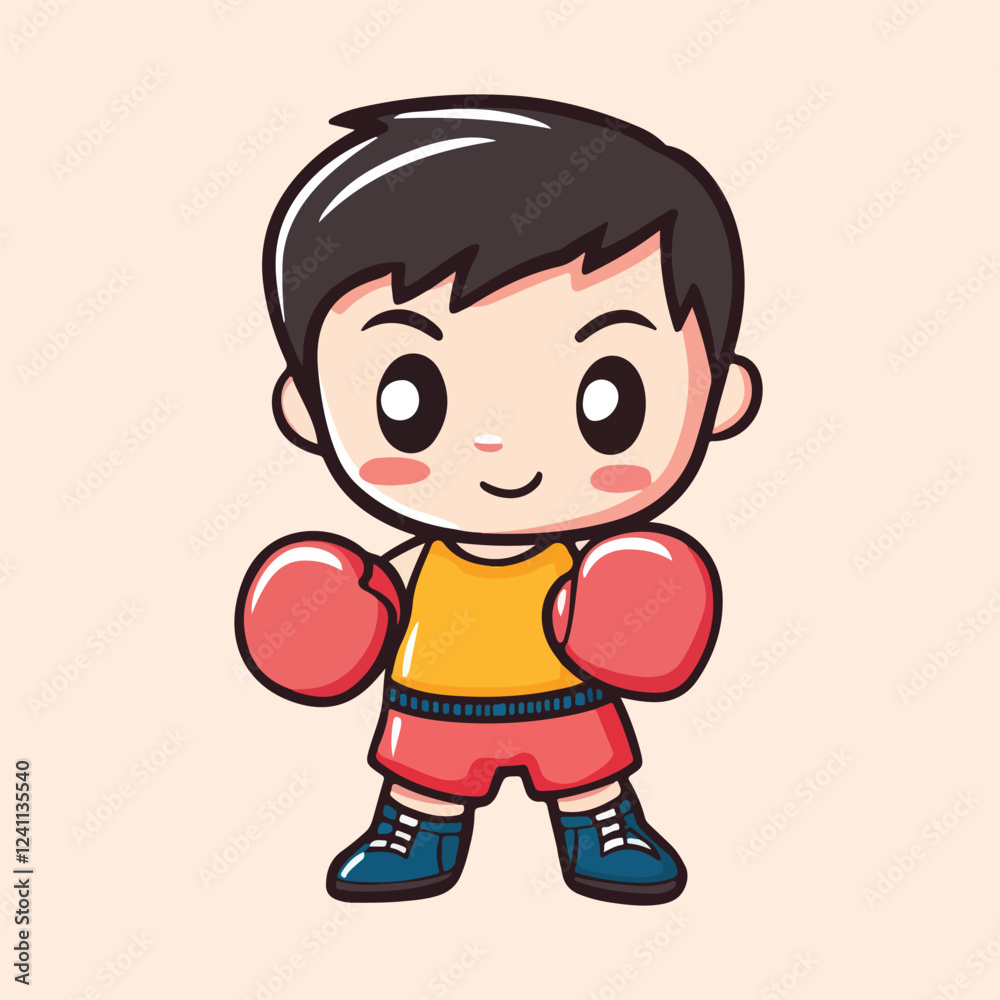 A young male boxer with red boxing gloves a red vetor illustration A young male boxer with red boxing gloves a red vetor illustration