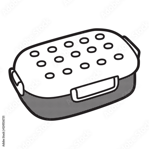 lunch box black and white line art vector