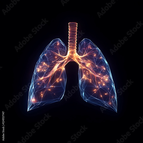 3D Lungs on a Black Background