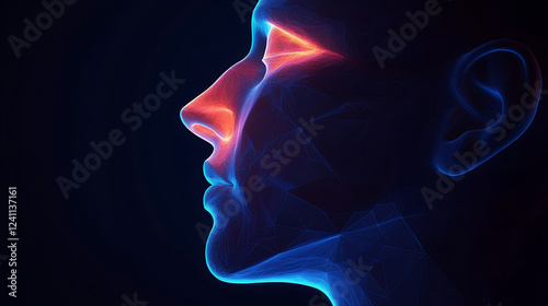 3D Side Profile on a Black Background