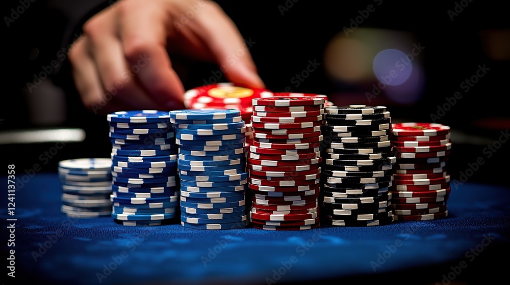Naklejka premium Organizing Poker Chips Close-Up
