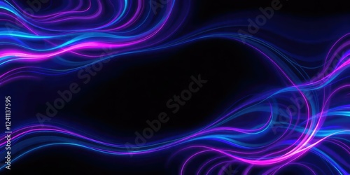Wallpaper Mural Neon swirl blue and purple psychic wave on dark background, wave, mystical Torontodigital.ca