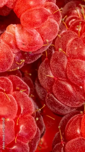 red raspberries with visible details. background or texture