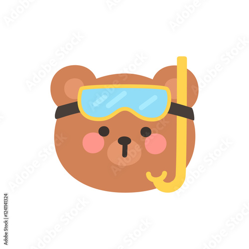 Korean Style Bear Head Cartoon with Snorkel and Diving Mask photo