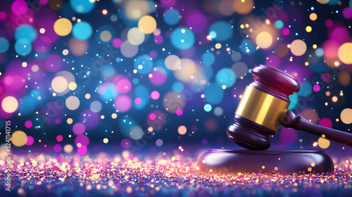 Gavel on Glitter, Justice, Celebration, and Decisions