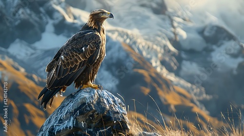 The Haast eagle, native to New Zealand, was the largest eagle ever known. It had a wingspan of up to 3 meters and preyed on large birds, including the giant moa, before becoming extinct around 600 yea photo