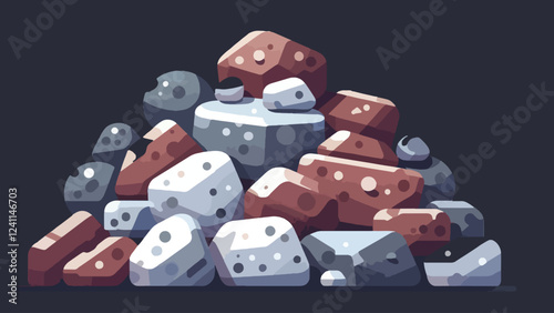 pile of stones in flat style 