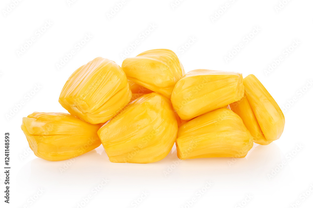 ripe jackfruit , peeled fruit (Ka-nun) isolated on white background ripe jackfruit , peeled fruit (Ka-nun) isolated on white background
