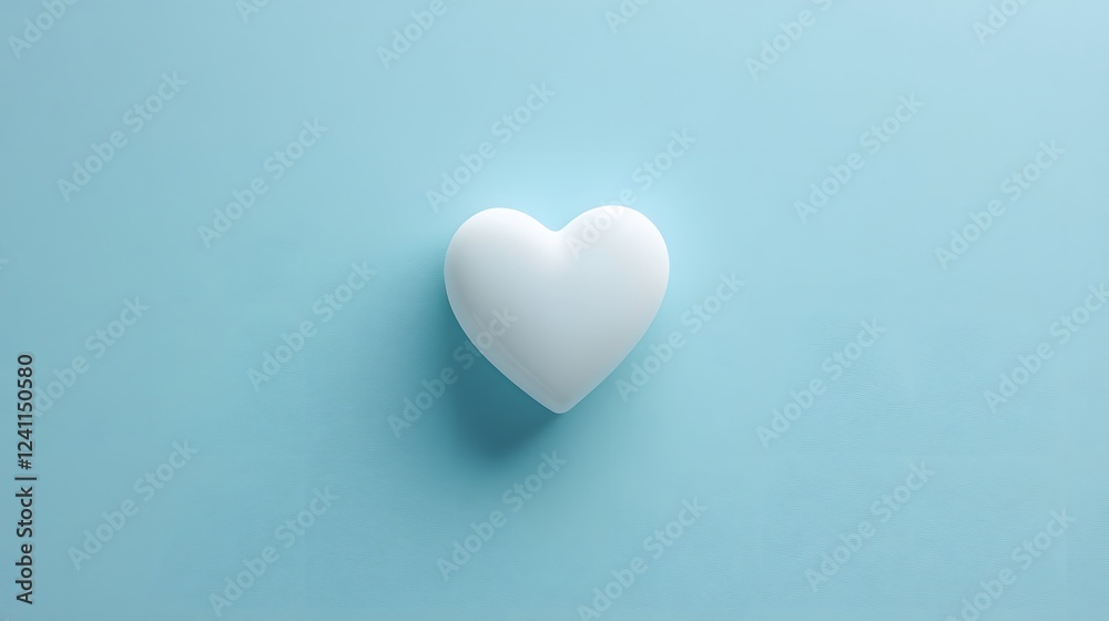White Heart Shape on Soft Blue Background for Love and Affection White Heart Shape on Soft Blue Background for Love and Affection