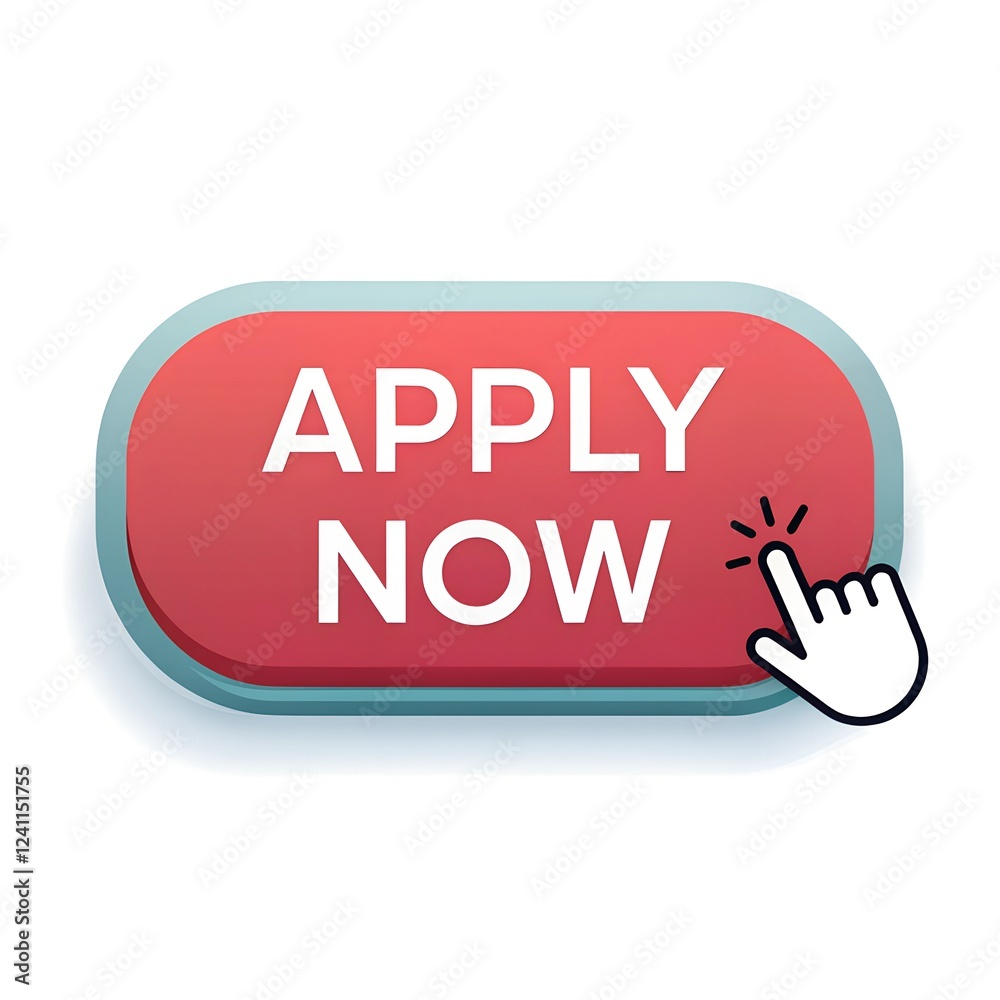 Apply now web UI button with hand cursor can be used for websites and apps. Vector illustration. Apply now web UI button with hand cursor can be used for websites and apps. Vector illustration.