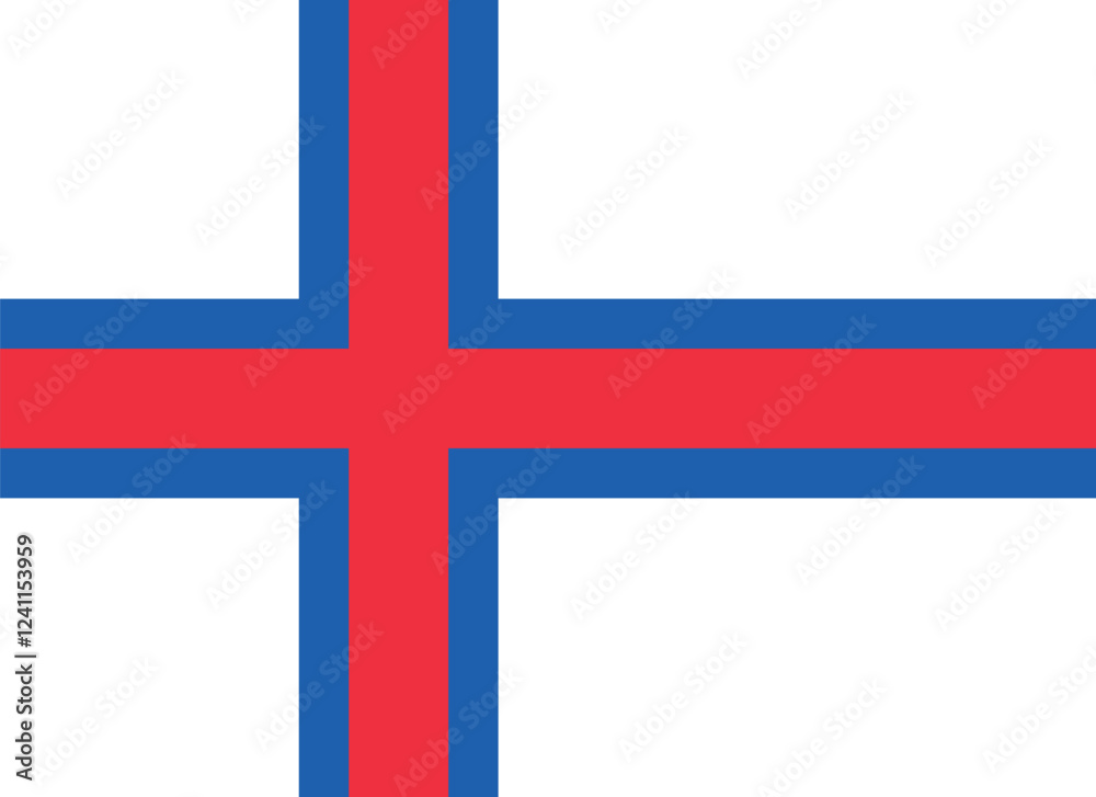 Flag of the Faroe Islands. Flag icon. Standard color. Standard size. A rectangular flag. Computer illustration. Digital illustration. Vector illustration. Flag of the Faroe Islands. Flag icon. Standard color. Standard size. A rectangular flag. Computer illustration. Digital illustration. Vector illustration.