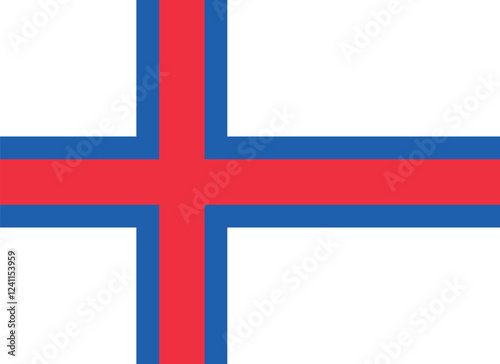 Flag of the Faroe Islands. Flag icon. Standard color. Standard size. A rectangular flag. Computer illustration. Digital illustration. Vector illustration.